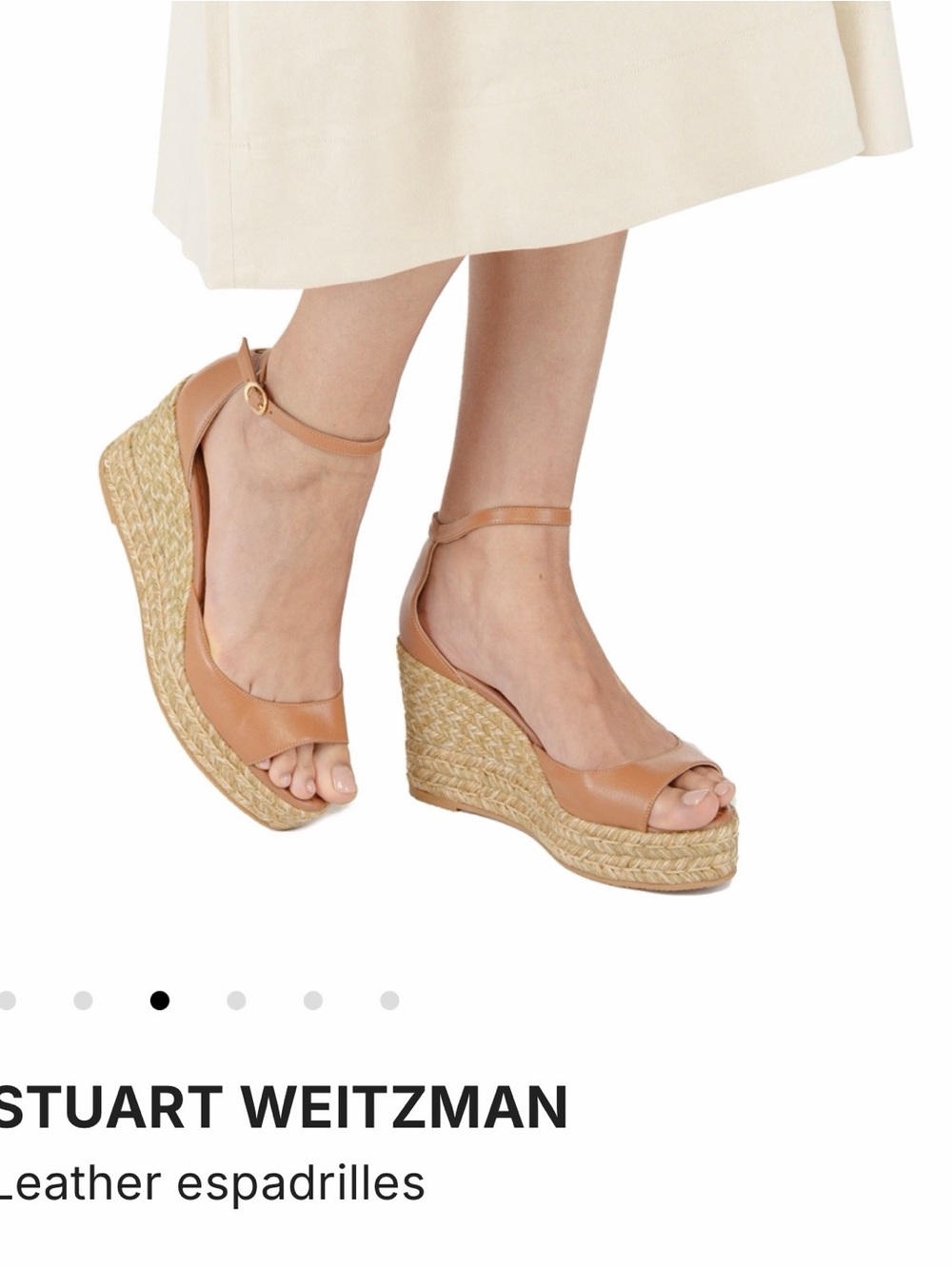 Stuart Weitzman Tan Leather Espadrille Wedge Sandals with Ankle Strap - Picture 4 of 4